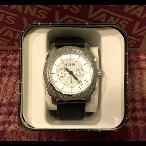 Men’s BNIB Fossil Chronograph Black Leather Strap Watch